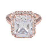 Hua White Halo Promise Ring with Rose Gold Setting White CZ White